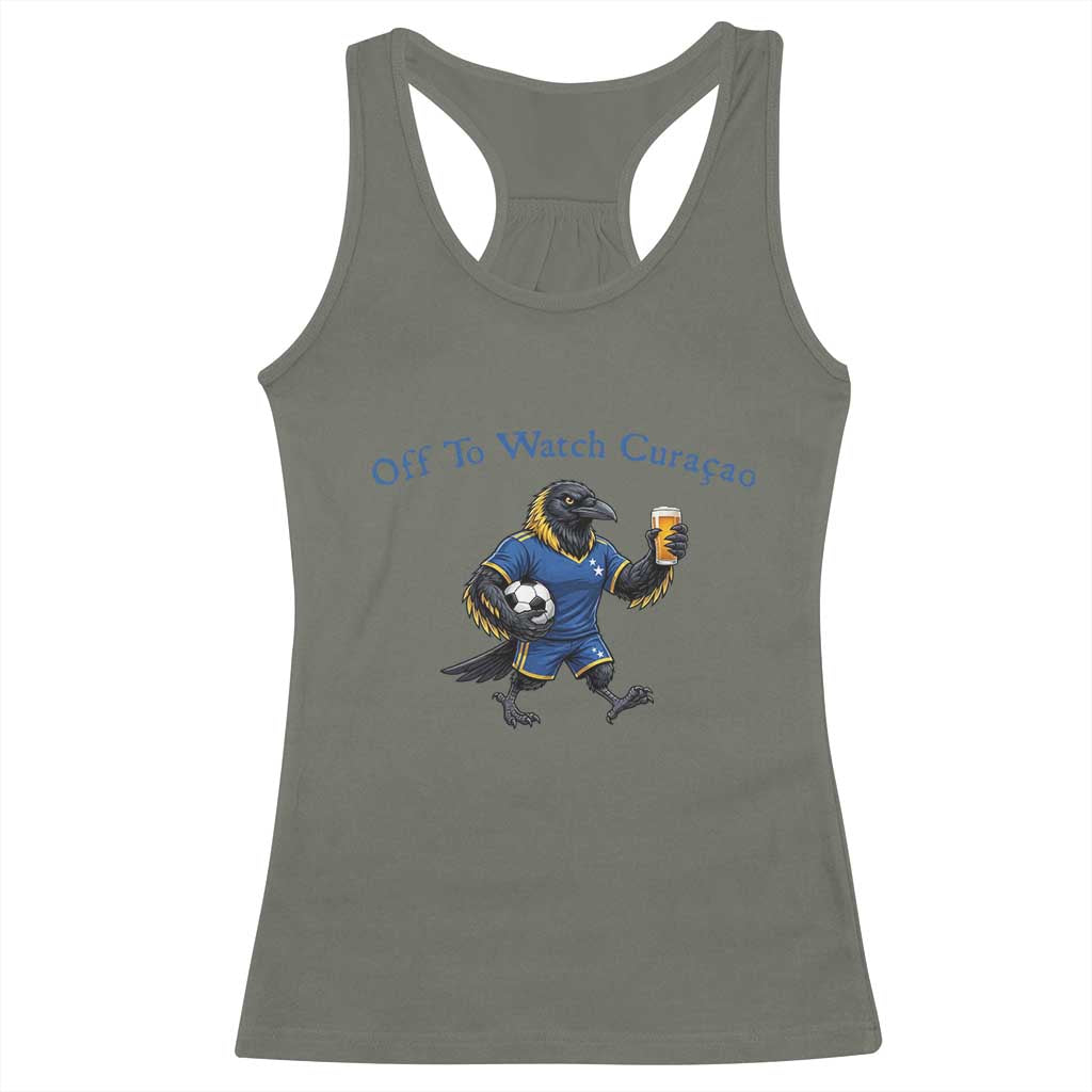 Funny Curacao Bird Soccer Fan Gift Racerback Tank Top Off To Watch Curaçao