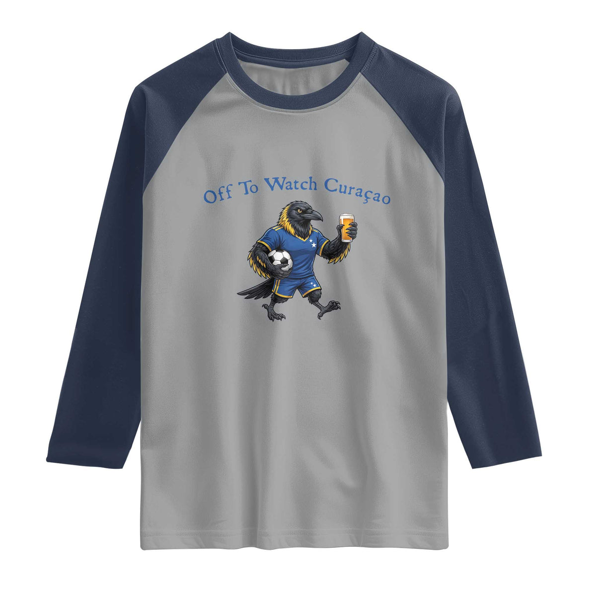 Funny Curacao Bird Soccer Fan Gift Raglan Shirt Off To Watch Curaçao