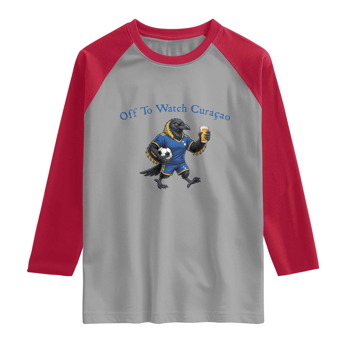 Funny Curacao Bird Soccer Fan Gift Raglan Shirt Off To Watch Curaçao
