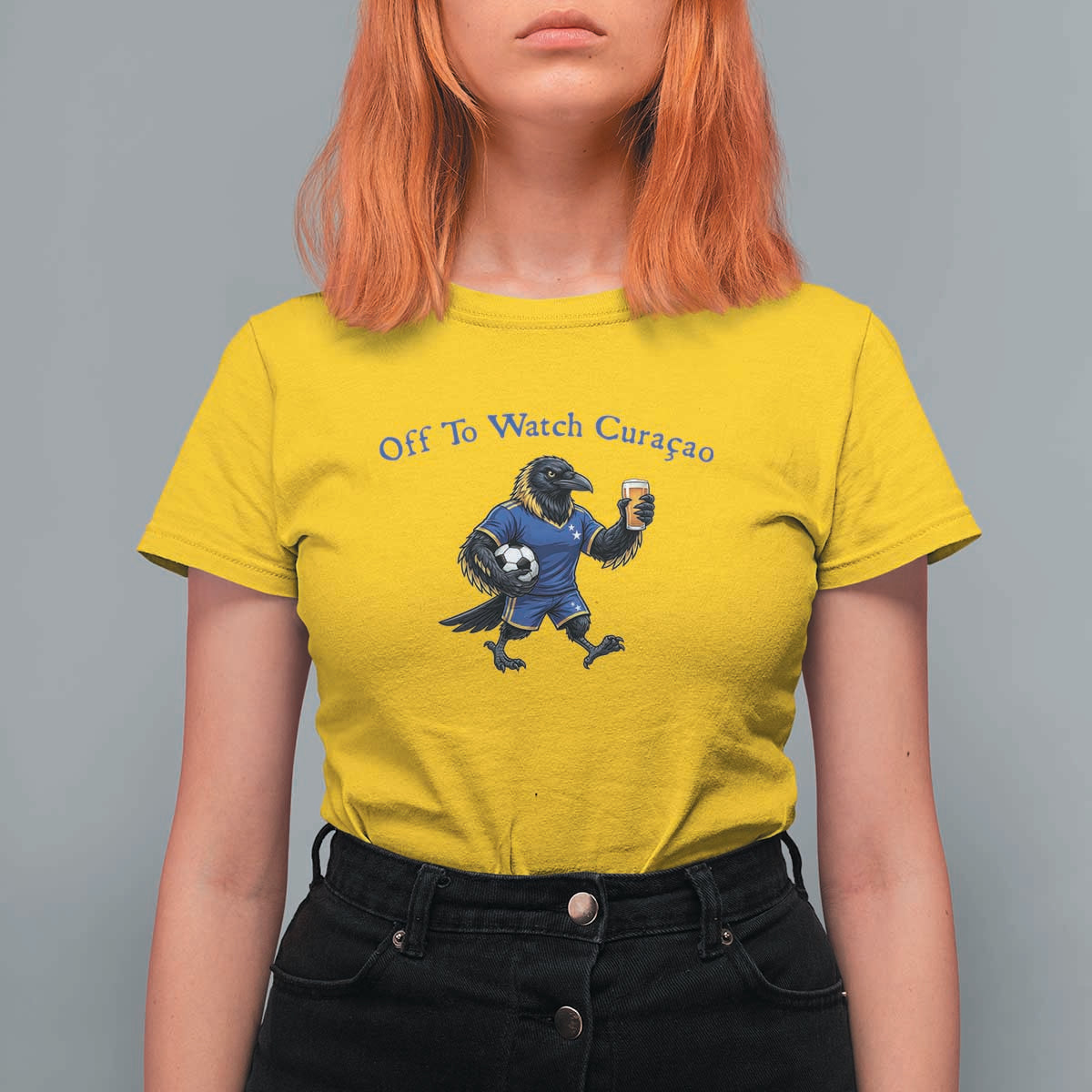 Funny Curacao Bird Soccer Fan Gift T Shirt For Women Off To Watch Curaçao