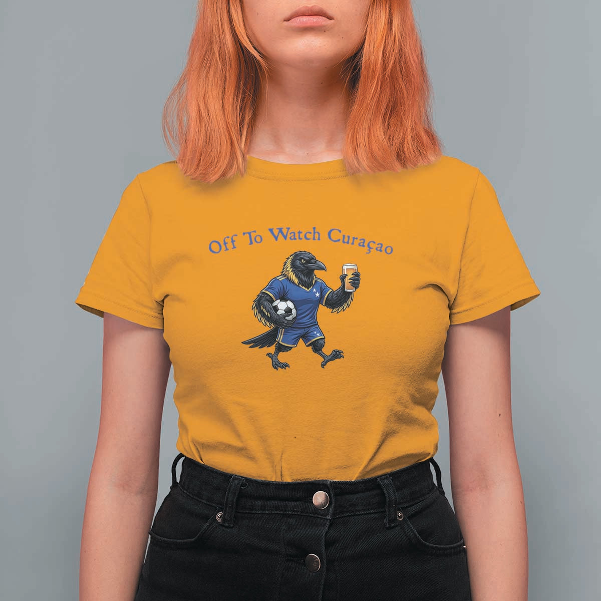Funny Curacao Bird Soccer Fan Gift T Shirt For Women Off To Watch Curaçao