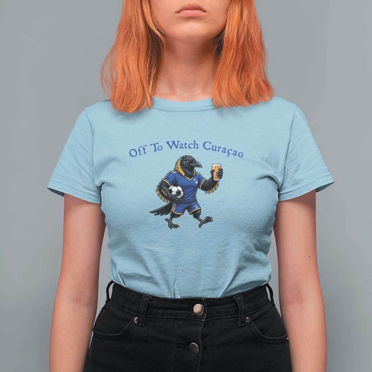 Funny Curacao Bird Soccer Fan Gift T Shirt For Women Off To Watch Curaçao