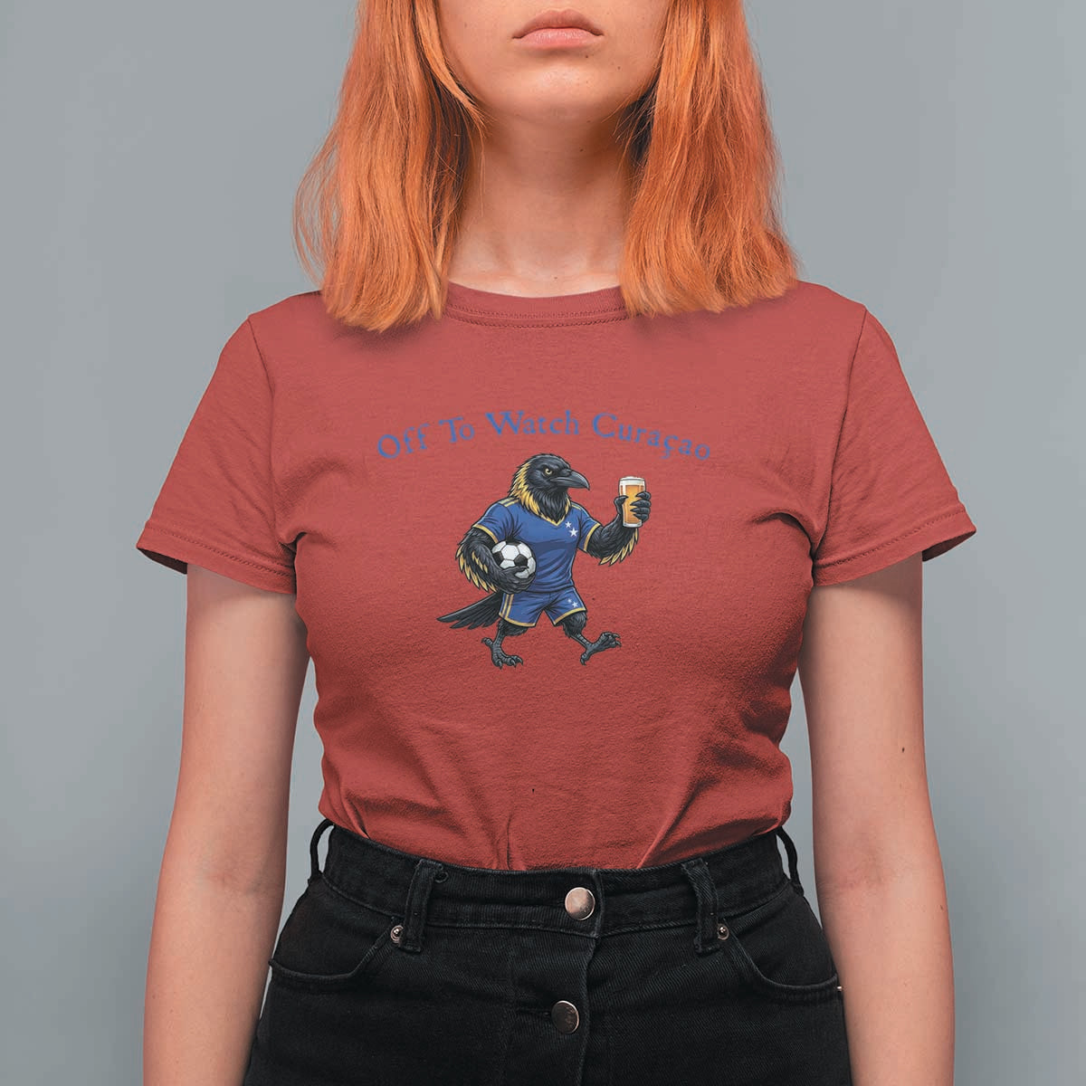 Funny Curacao Bird Soccer Fan Gift T Shirt For Women Off To Watch Curaçao