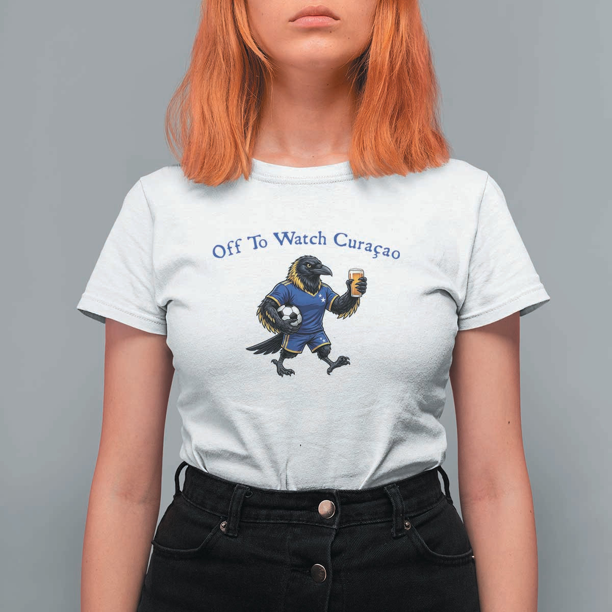 Funny Curacao Bird Soccer Fan Gift T Shirt For Women Off To Watch Curaçao