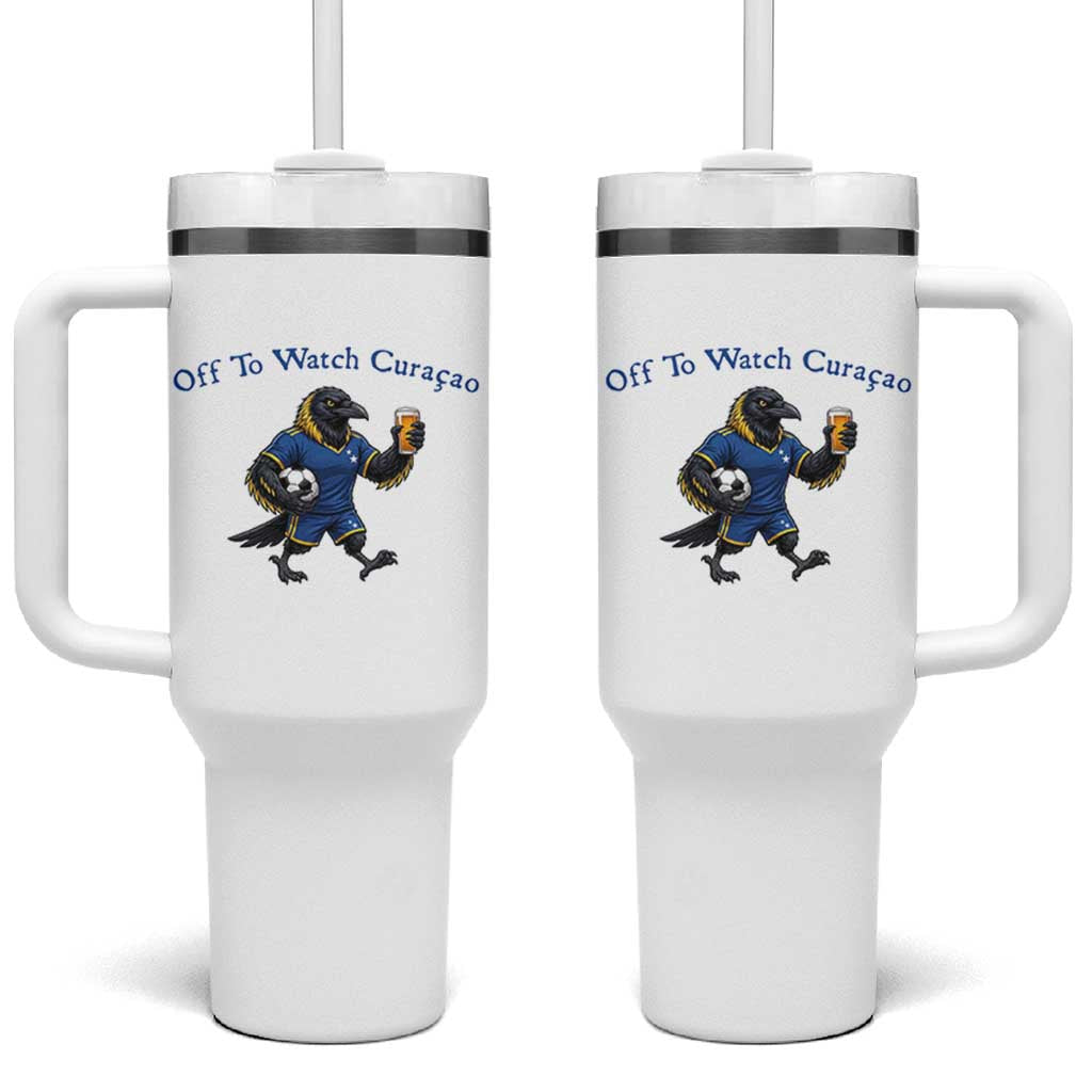 Funny Curacao Bird Soccer Fan Gift Tumbler With Handle Off To Watch Curaçao