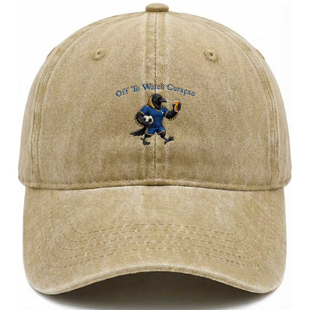 Funny Curacao Bird Soccer Fan Gift Washed Cotton Baseball Cap Off To Watch Curaçao