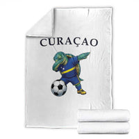 Funny Dabbing Sea Turtle Curaçao Soccer Fan Throw Blanket Caribbean Pride Graphic