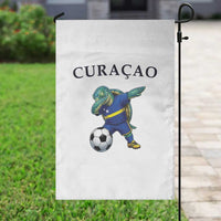 Funny Dabbing Sea Turtle Curaçao Soccer Fan Garden Flag Caribbean Pride Graphic