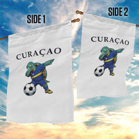 Funny Dabbing Sea Turtle Curaçao Soccer Fan Garden Flag Caribbean Pride Graphic