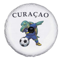 Funny Dabbing Sea Turtle Curaçao Soccer Fan Spare Tire Cover Caribbean Pride Graphic