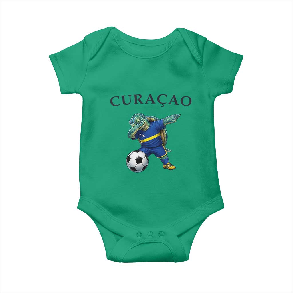 Funny Dabbing Sea Turtle Curaçao Soccer Fan Baby Onesie Caribbean Pride Graphic