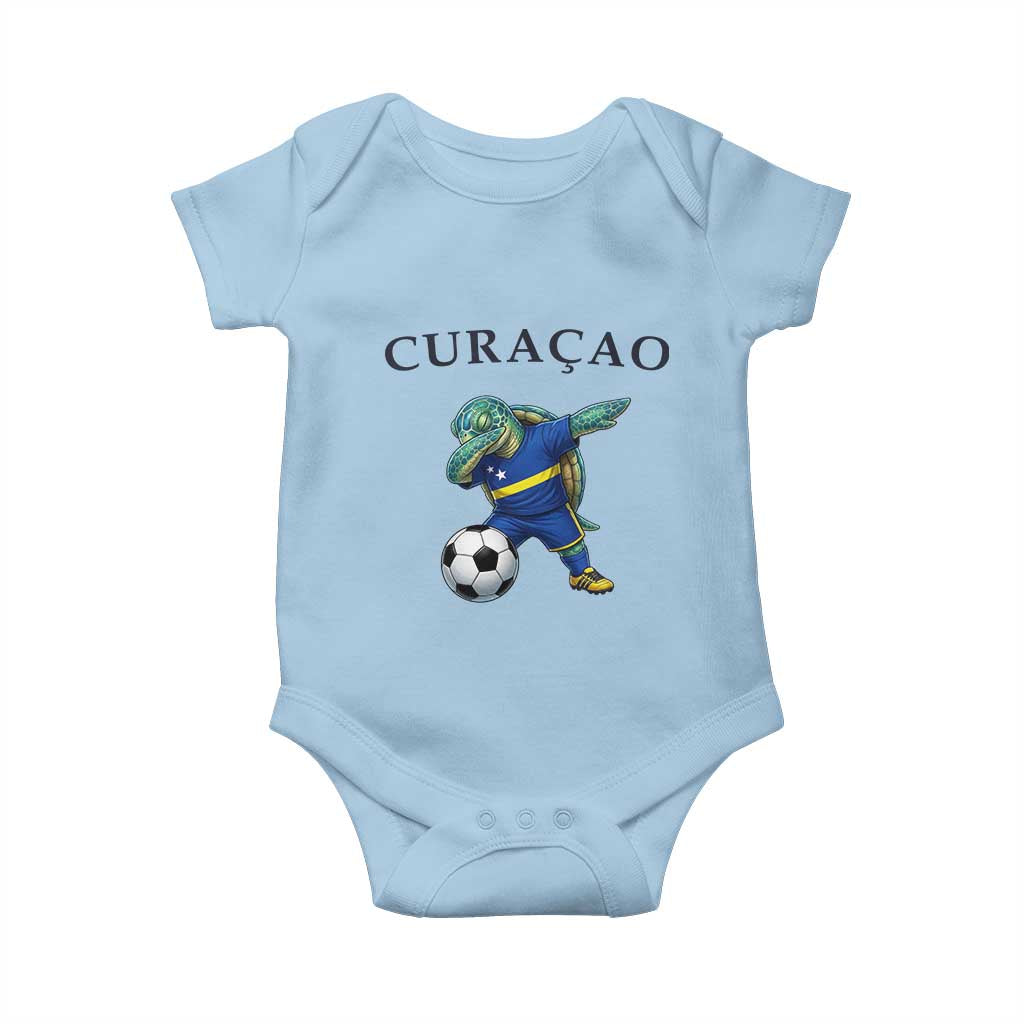 Funny Dabbing Sea Turtle Curaçao Soccer Fan Baby Onesie Caribbean Pride Graphic