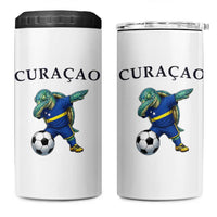 Funny Dabbing Sea Turtle Curaçao Soccer Fan 4 in 1 Can Cooler Tumbler Caribbean Pride Graphic
