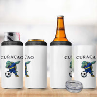 Funny Dabbing Sea Turtle Curaçao Soccer Fan 4 in 1 Can Cooler Tumbler Caribbean Pride Graphic