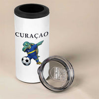 Funny Dabbing Sea Turtle Curaçao Soccer Fan 4 in 1 Can Cooler Tumbler Caribbean Pride Graphic