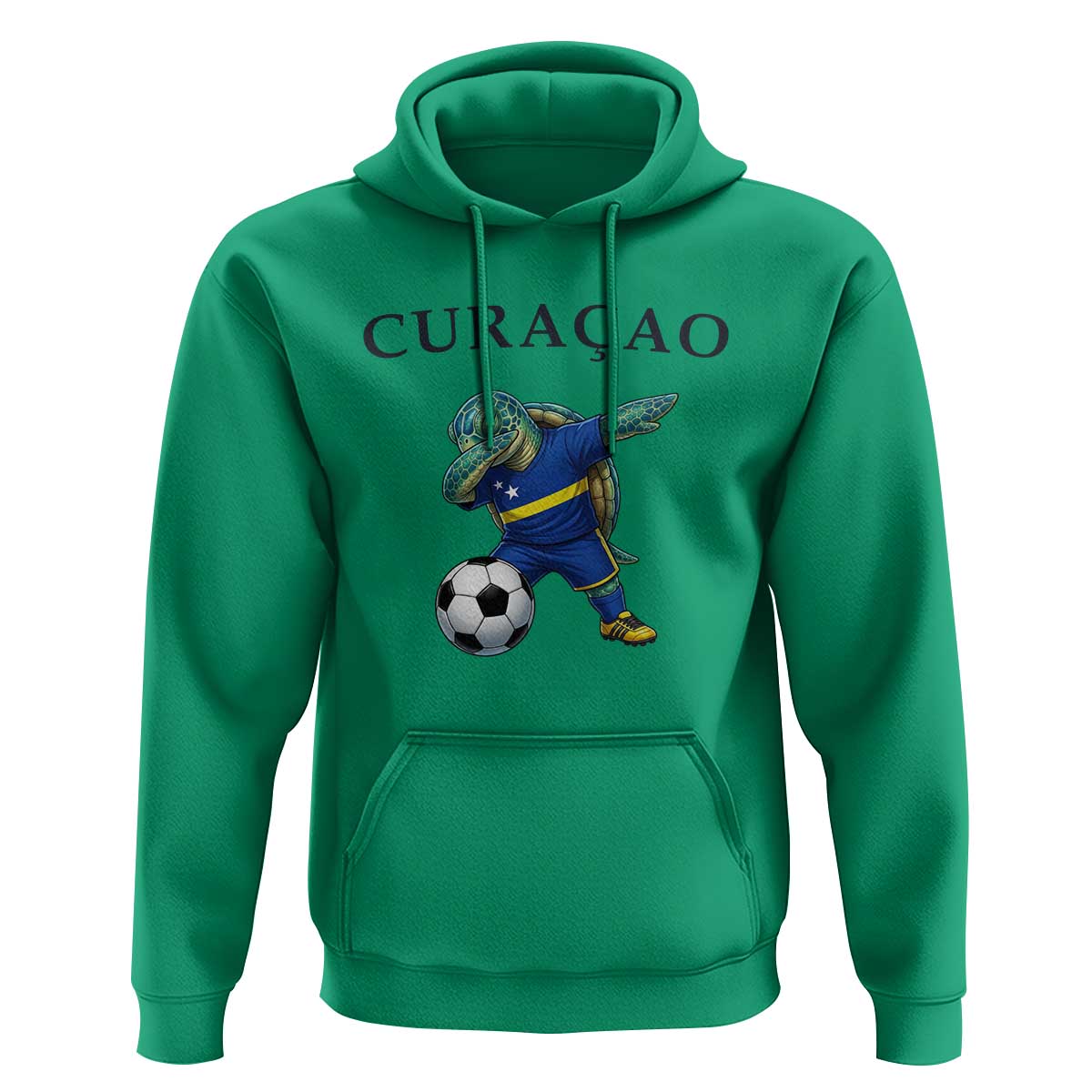 Funny Dabbing Sea Turtle Curaçao Soccer Fan Hoodie Caribbean Pride Graphic