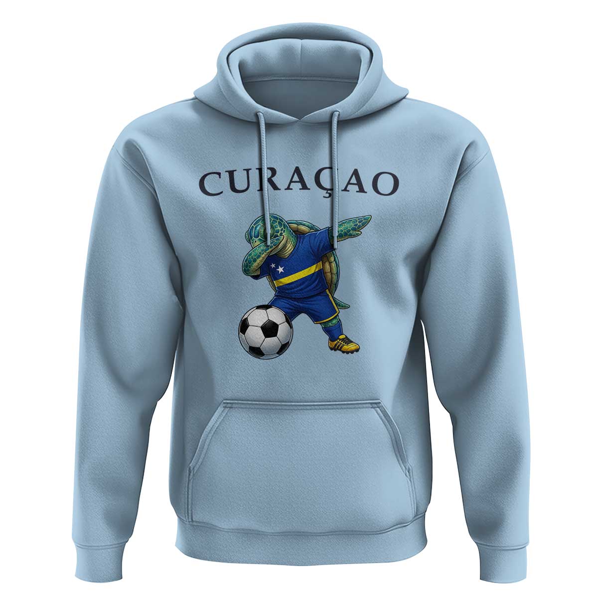 Funny Dabbing Sea Turtle Curaçao Soccer Fan Hoodie Caribbean Pride Graphic