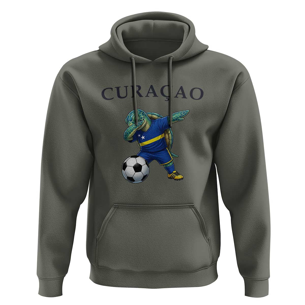 Funny Dabbing Sea Turtle Curaçao Soccer Fan Hoodie Caribbean Pride Graphic