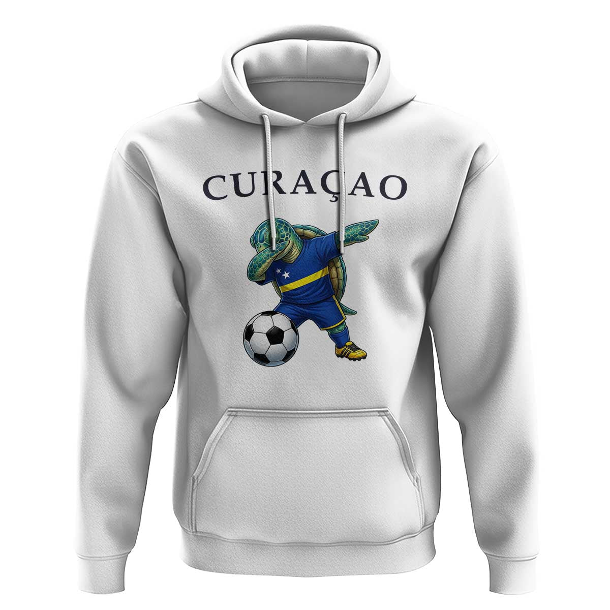 Funny Dabbing Sea Turtle Curaçao Soccer Fan Hoodie Caribbean Pride Graphic