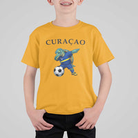 Funny Dabbing Sea Turtle Curaçao Soccer Fan T Shirt For Kid Caribbean Pride Graphic