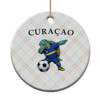 Funny Dabbing Sea Turtle Curaçao Soccer Fan Ceramic Ornament Caribbean Pride Graphic