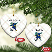 Funny Dabbing Sea Turtle Curaçao Soccer Fan Ceramic Ornament Caribbean Pride Graphic