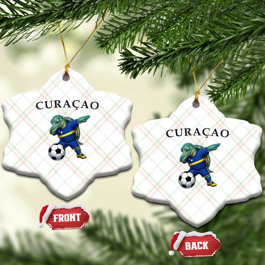 Funny Dabbing Sea Turtle Curaçao Soccer Fan Ceramic Ornament Caribbean Pride Graphic