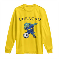 Funny Dabbing Sea Turtle Curaçao Soccer Fan Long Sleeve Shirt Caribbean Pride Graphic