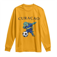 Funny Dabbing Sea Turtle Curaçao Soccer Fan Long Sleeve Shirt Caribbean Pride Graphic