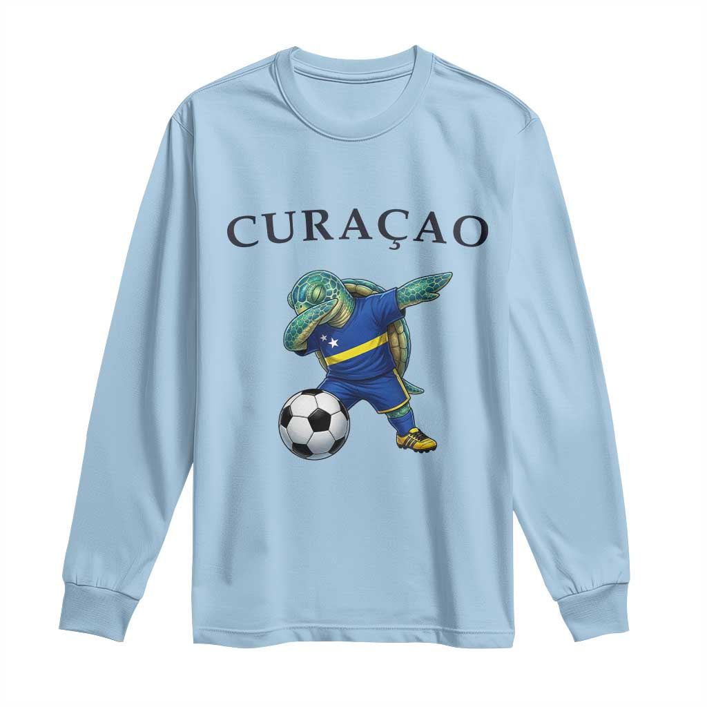 Funny Dabbing Sea Turtle Curaçao Soccer Fan Long Sleeve Shirt Caribbean Pride Graphic