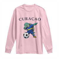 Funny Dabbing Sea Turtle Curaçao Soccer Fan Long Sleeve Shirt Caribbean Pride Graphic