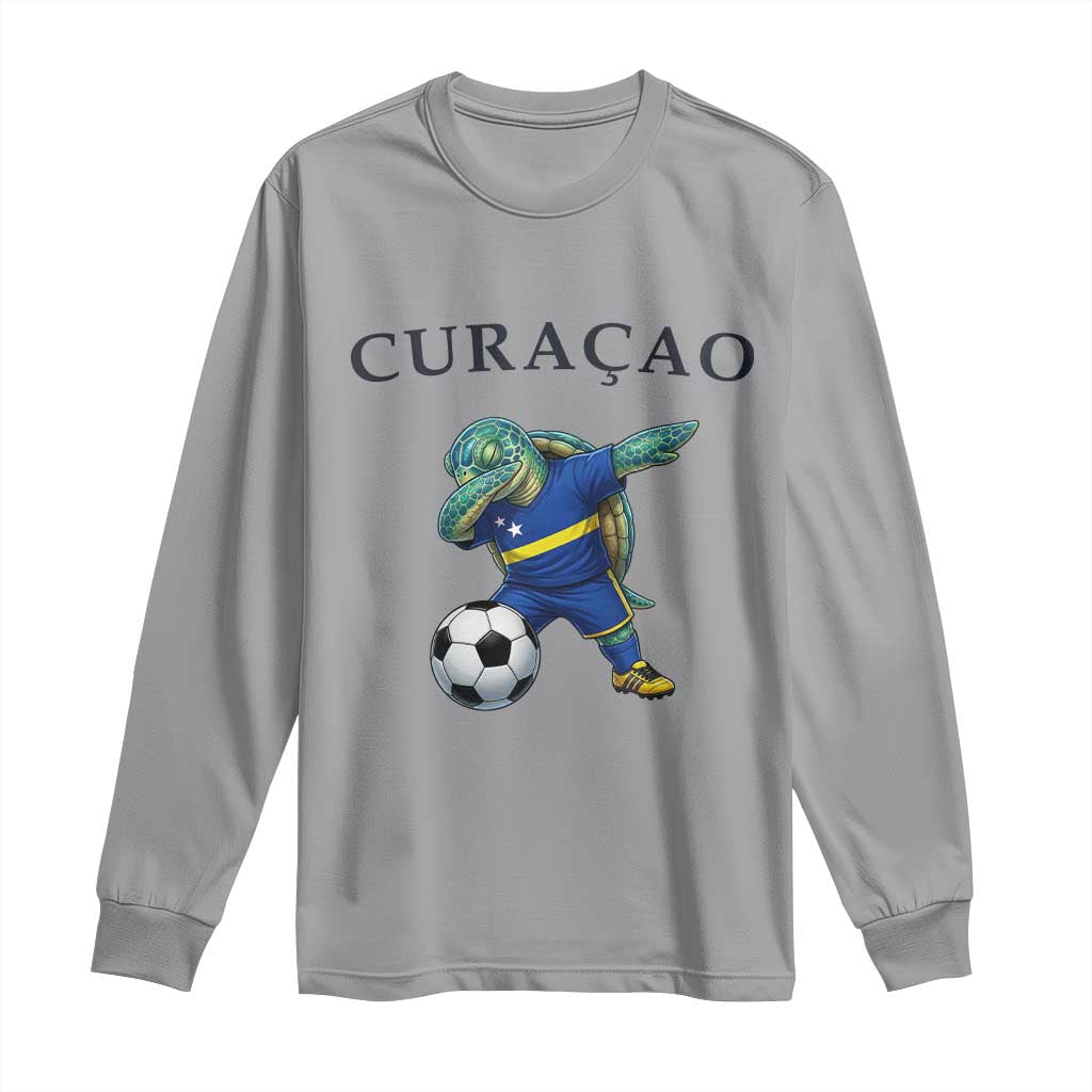 Funny Dabbing Sea Turtle Curaçao Soccer Fan Long Sleeve Shirt Caribbean Pride Graphic