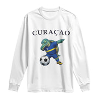 Funny Dabbing Sea Turtle Curaçao Soccer Fan Long Sleeve Shirt Caribbean Pride Graphic