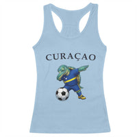 Funny Dabbing Sea Turtle Curaçao Soccer Fan Racerback Tank Top Caribbean Pride Graphic