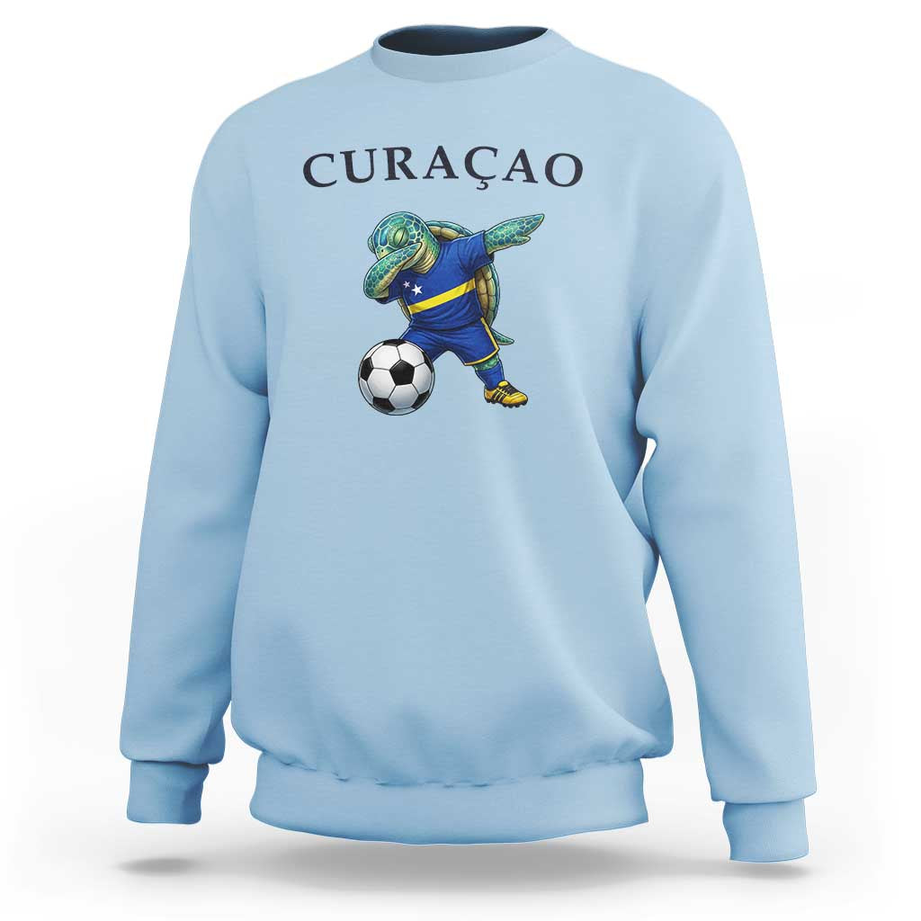 Funny Dabbing Sea Turtle Curaçao Soccer Fan Sweatshirt Caribbean Pride Graphic