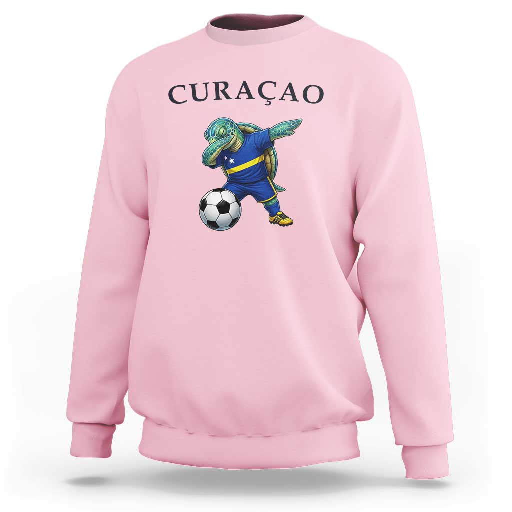 Funny Dabbing Sea Turtle Curaçao Soccer Fan Sweatshirt Caribbean Pride Graphic