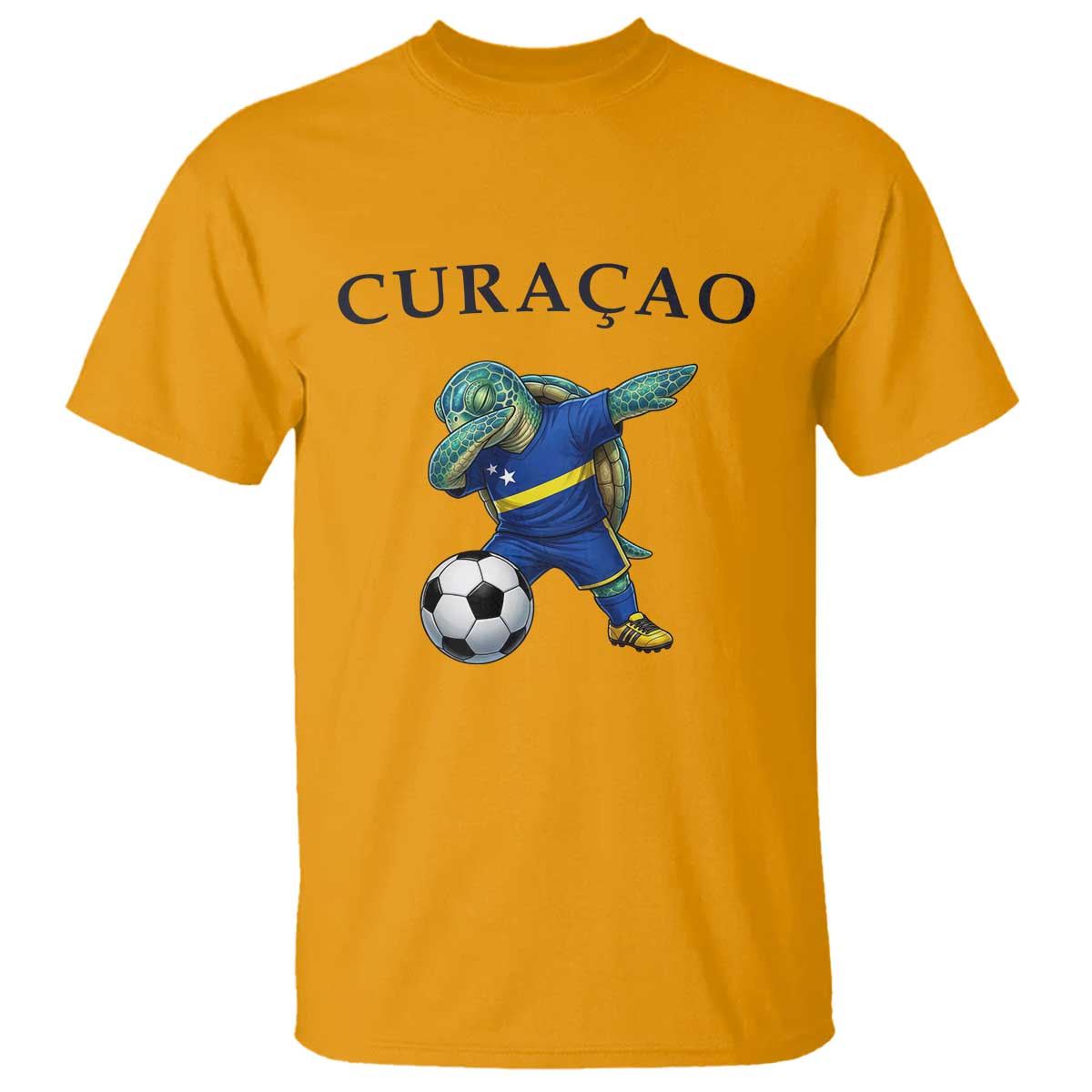 Funny Dabbing Sea Turtle Curaçao Soccer Fan T Shirt Caribbean Pride Graphic