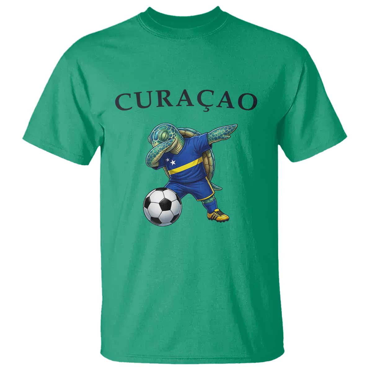 Funny Dabbing Sea Turtle Curaçao Soccer Fan T Shirt Caribbean Pride Graphic