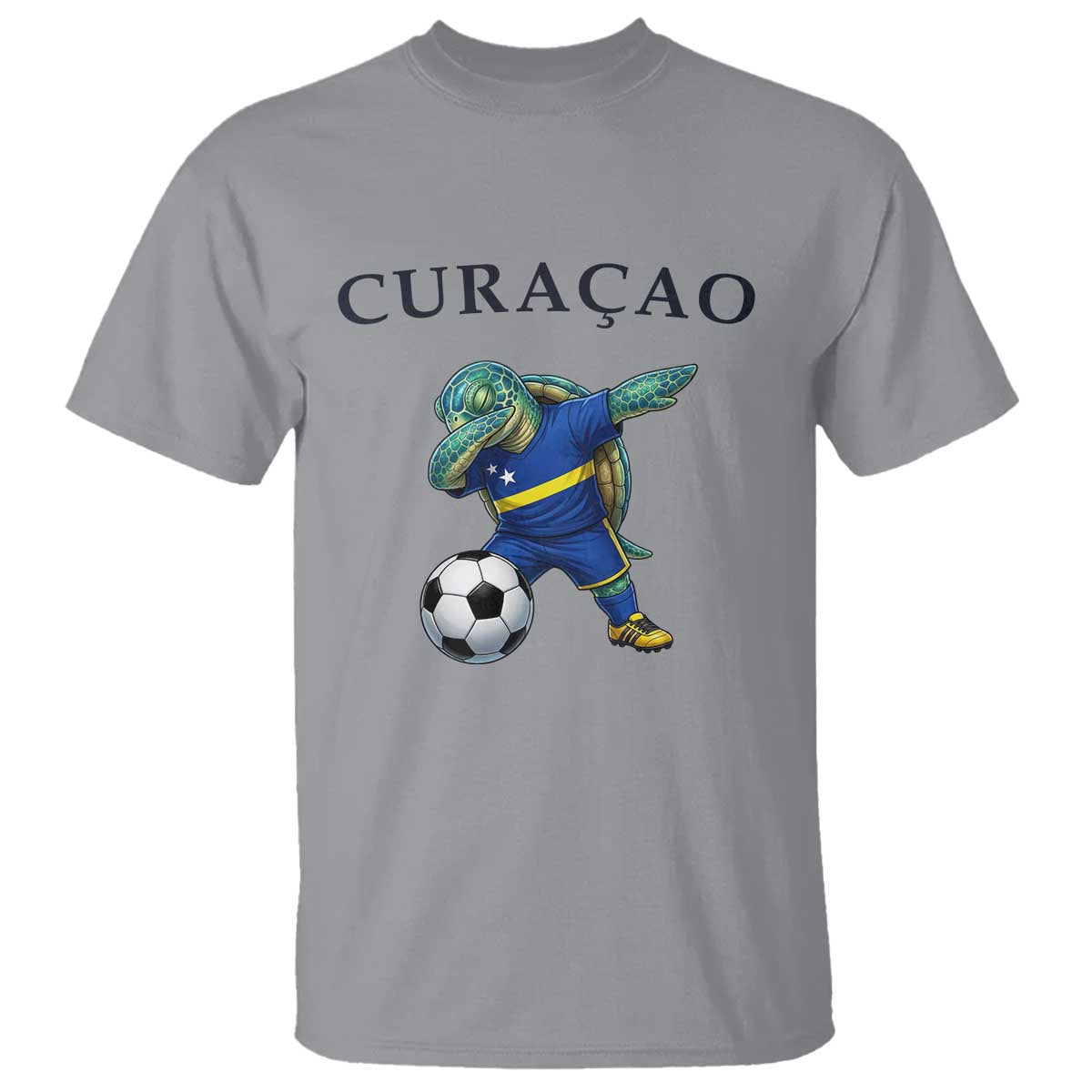 Funny Dabbing Sea Turtle Curaçao Soccer Fan T Shirt Caribbean Pride Graphic