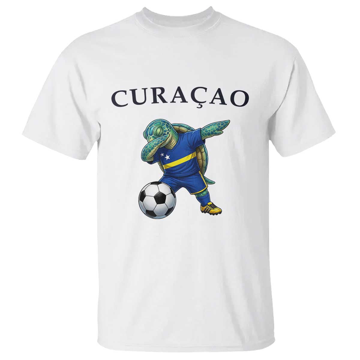 Funny Dabbing Sea Turtle Curaçao Soccer Fan T Shirt Caribbean Pride Graphic