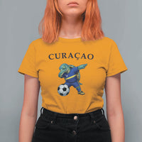 Funny Dabbing Sea Turtle Curaçao Soccer Fan T Shirt For Women Caribbean Pride Graphic