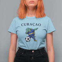 Funny Dabbing Sea Turtle Curaçao Soccer Fan T Shirt For Women Caribbean Pride Graphic