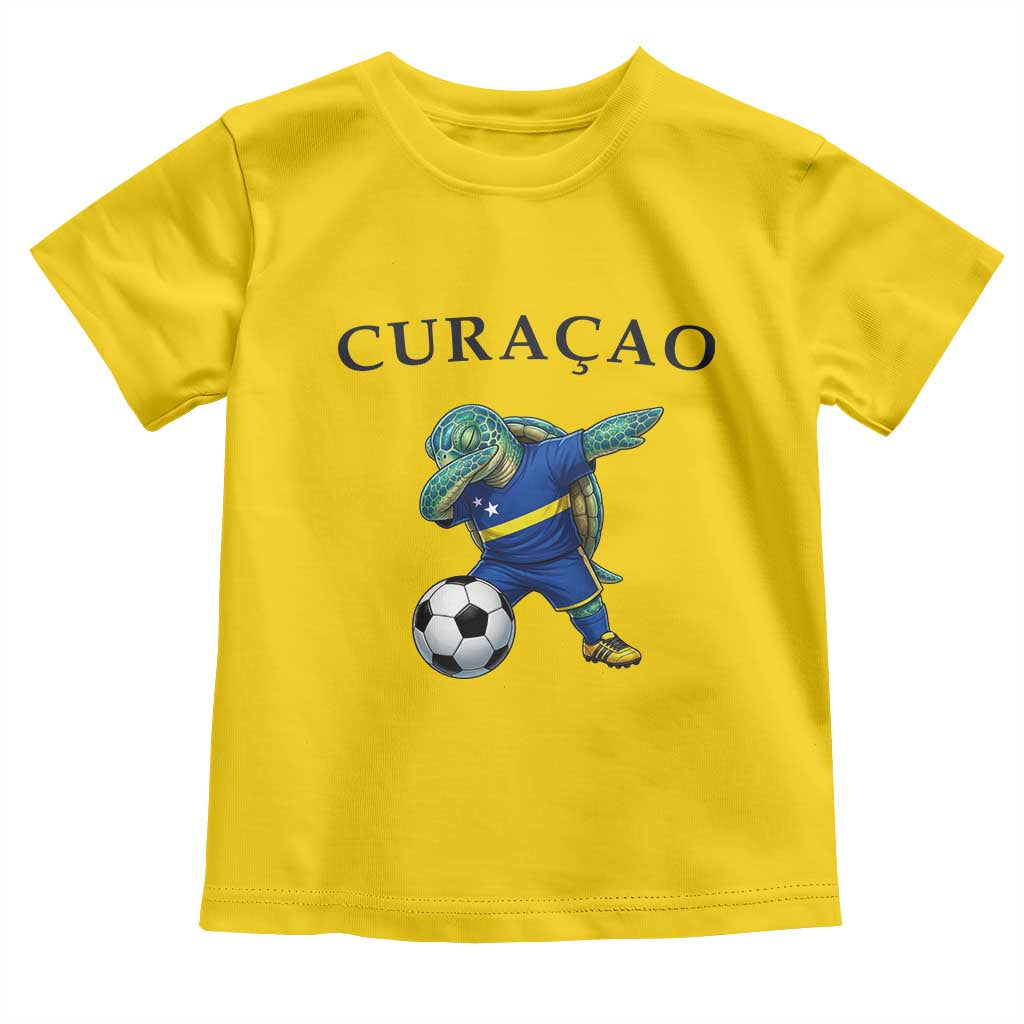 Funny Dabbing Sea Turtle Curaçao Soccer Fan Toddler T Shirt Caribbean Pride Graphic