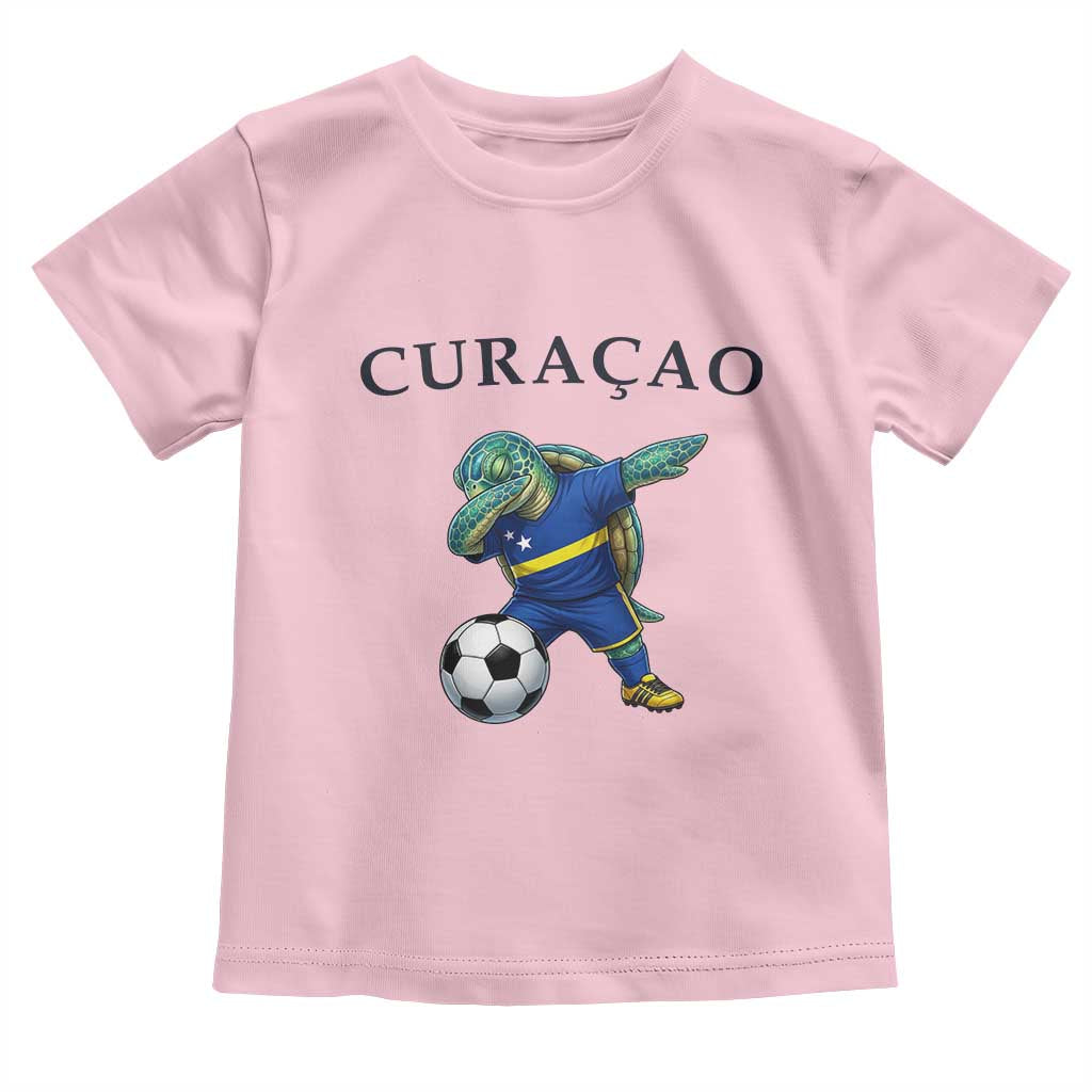 Funny Dabbing Sea Turtle Curaçao Soccer Fan Toddler T Shirt Caribbean Pride Graphic