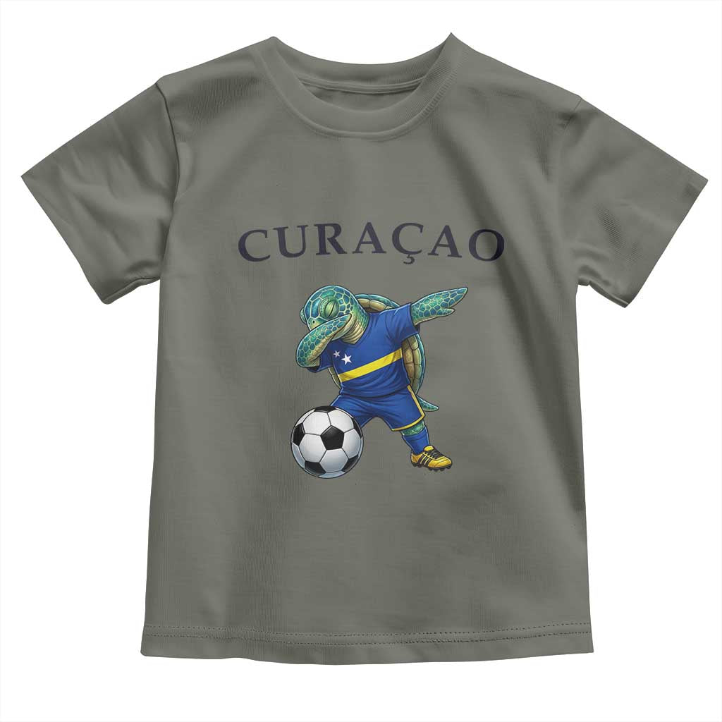 Funny Dabbing Sea Turtle Curaçao Soccer Fan Toddler T Shirt Caribbean Pride Graphic