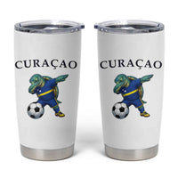 Funny Dabbing Sea Turtle Curaçao Soccer Fan Tumbler Cup Caribbean Pride Graphic