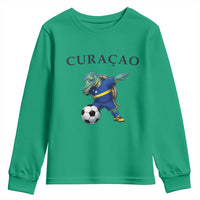 Funny Dabbing Sea Turtle Curaçao Soccer Fan Youth Sweatshirt Caribbean Pride Graphic