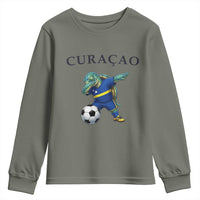 Funny Dabbing Sea Turtle Curaçao Soccer Fan Youth Sweatshirt Caribbean Pride Graphic