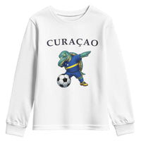 Funny Dabbing Sea Turtle Curaçao Soccer Fan Youth Sweatshirt Caribbean Pride Graphic