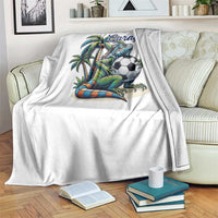 Funny Curaçao Iguana Soccer Fan Throw Blanket Caribbean Pride Football Graphic